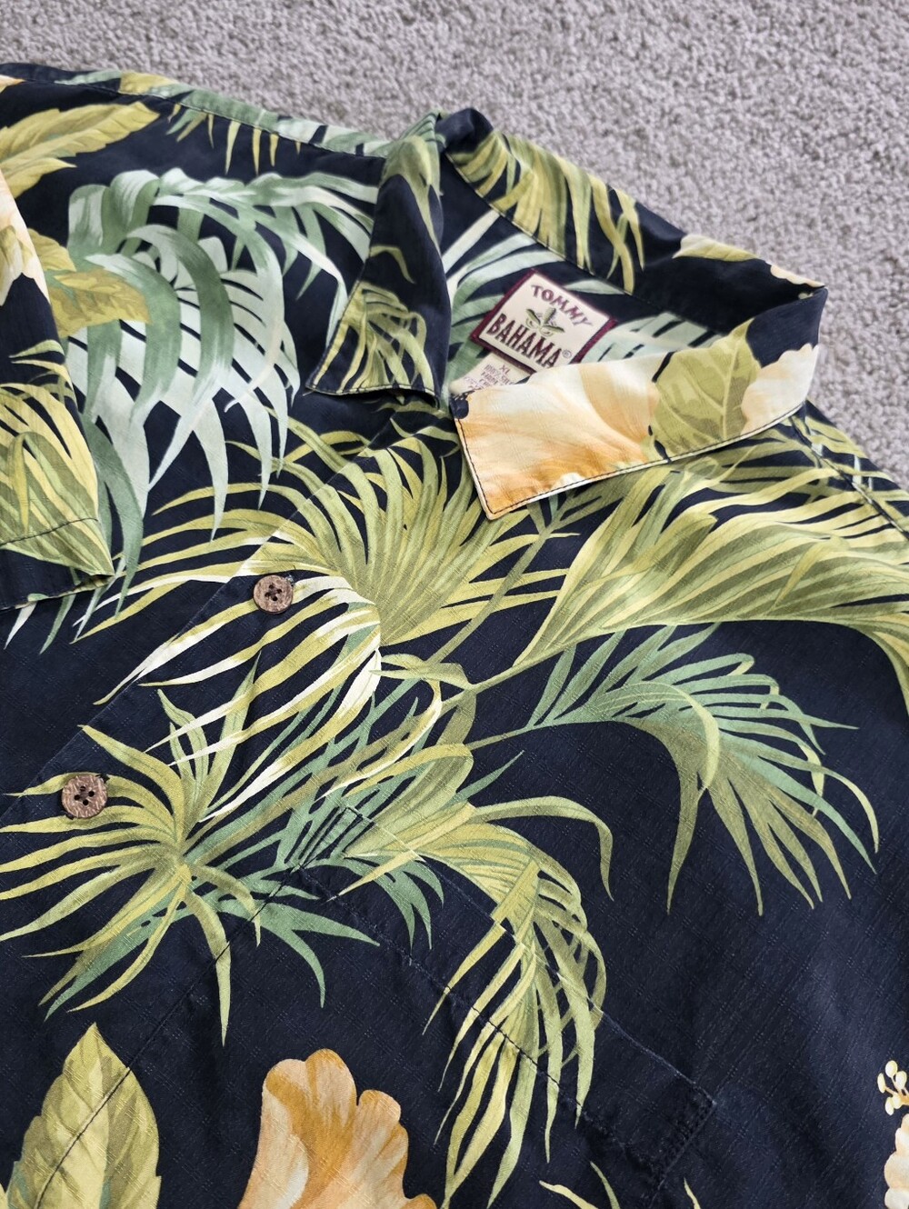 Vintage Tommy Bahama Silk Shirt Mens XL Black Floral Tropical Hibiscus-  Relax